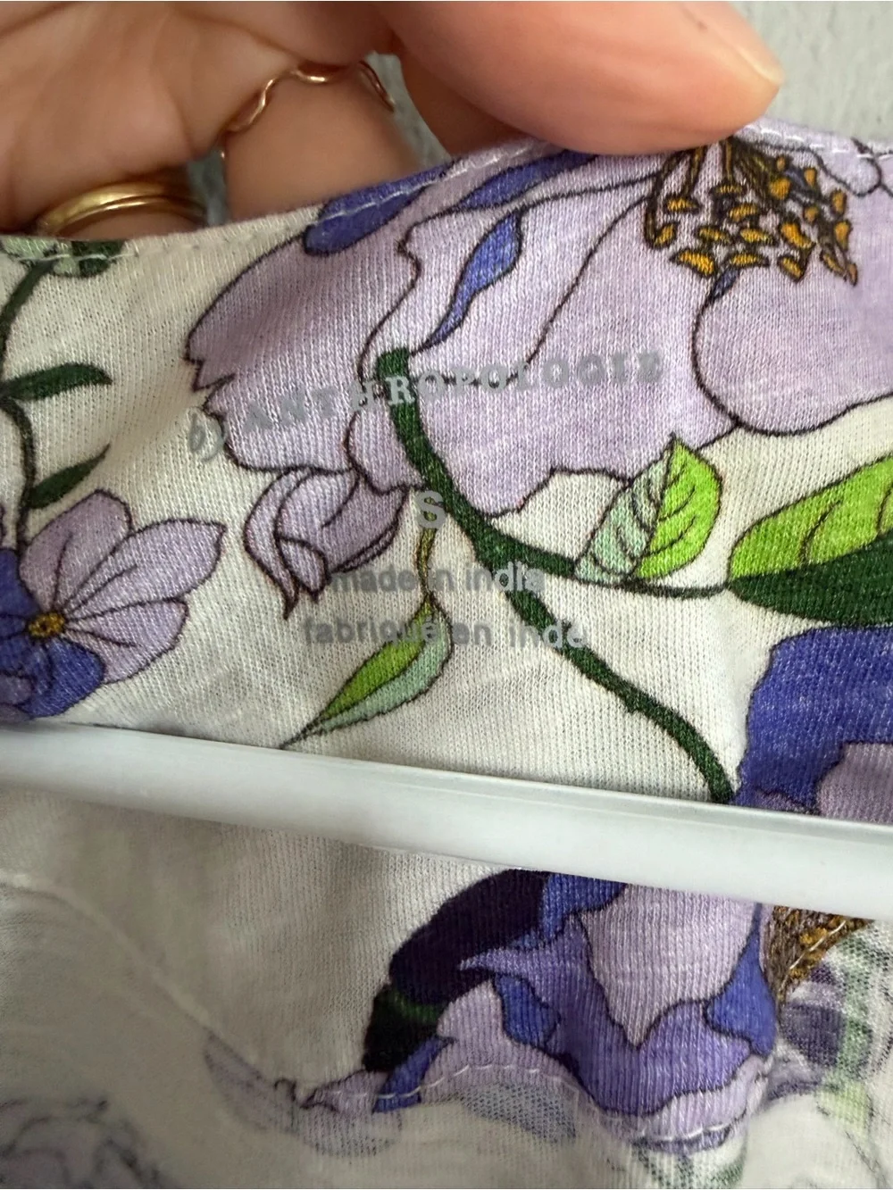 Anthropologie Floral Puff Sleeve Blouse Purple Print Cotton S